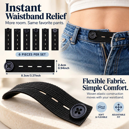 👖 Knapper til forlengelse av elastisk linning – Justerbar komfort, sett med 6 stk.