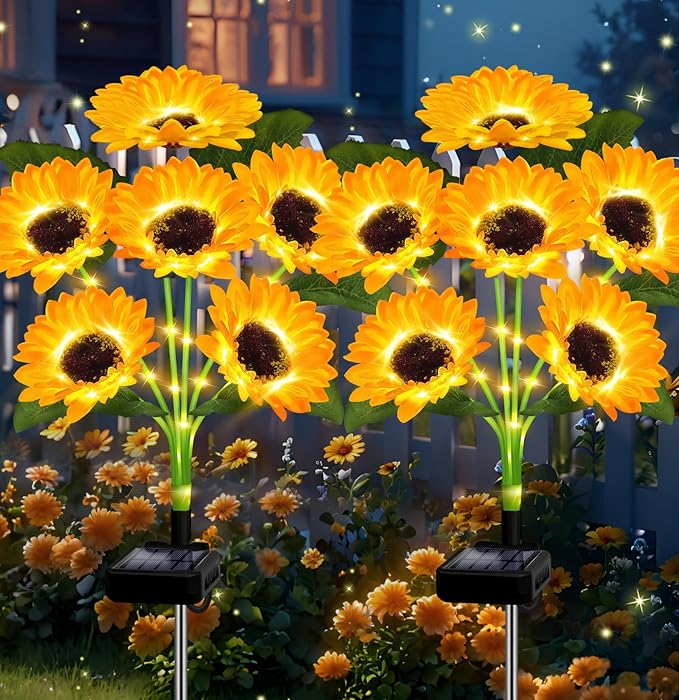 🌻Fabrikk direkte salg 49% avslag - 🌞Solar LED-solsikkehagelys - 29,6 tommer / 74 cm