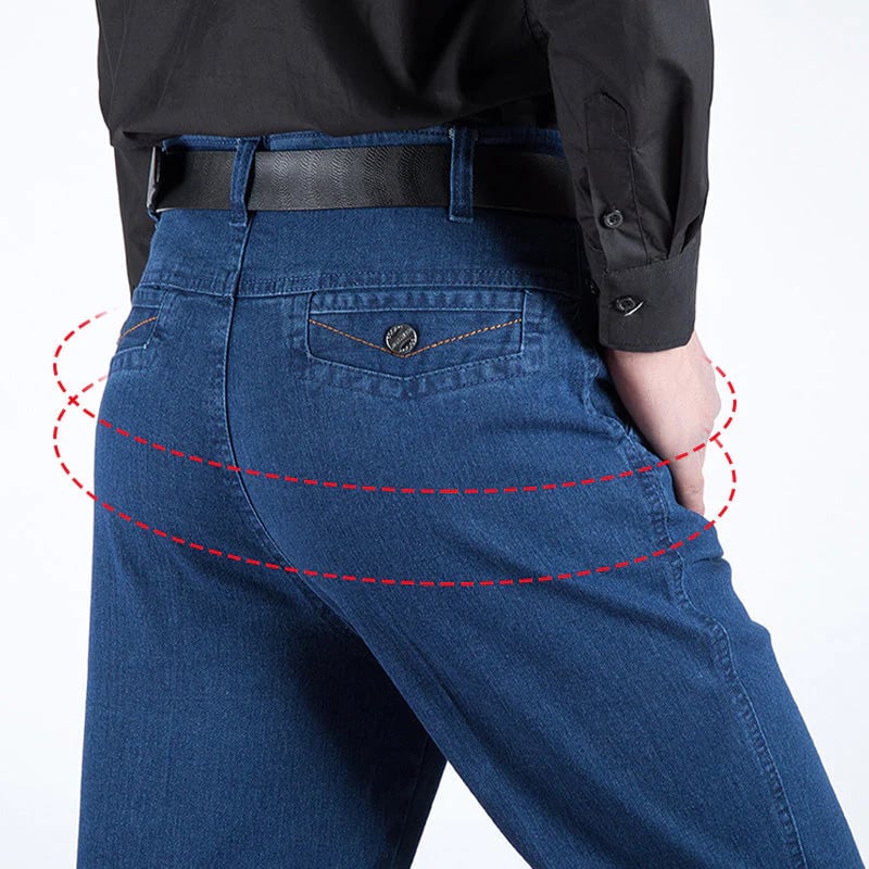Herrejeans med høy midje og rett snitt