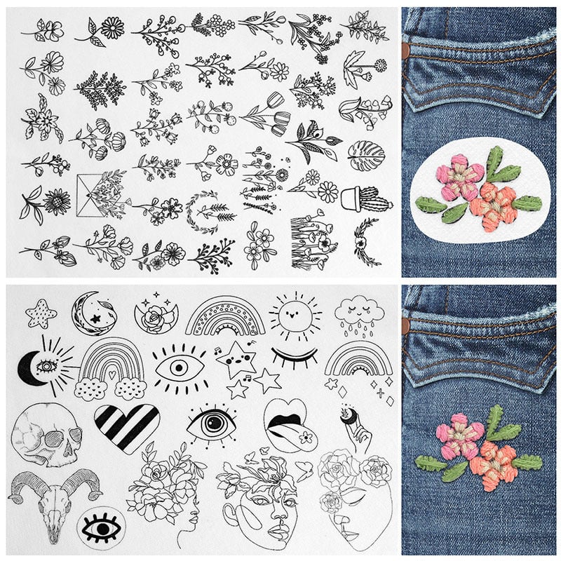 🌸Blomsterlinjer designet blomsterkantmønstre Broderimønstre – Stick & Stitch for nybegynnere