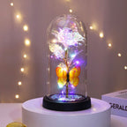 🔥 Kun Valentinsdag - 🌹 Eternal Butterfly Rose Glassdekket skjerm med LED-belysning