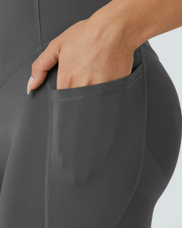 Yogabukser med høy midje og lommer