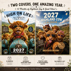 2027 Morsom veggkalender med høylandskyr, A4-format