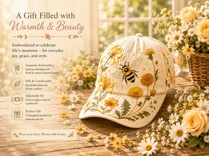 🔥Siste dag – 50 % rabatt 🌸🌿 Garden Morning Cap