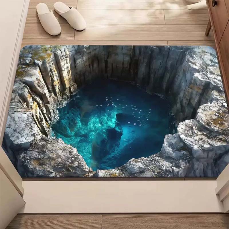 Visuell illusjon, endeløs avgrunnsmønster, HD-trykt, sklisikker dørmatte