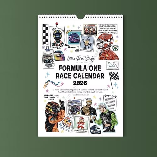 🏎️📅F1-utklippsbok for løpskalender 2026 — Den ultimate veggkalenderen for racingfans