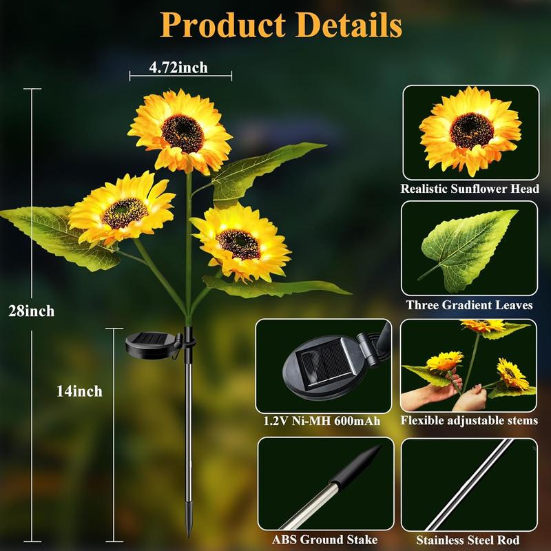 🌻Fabrikk direkte salg 49% avslag - 🌞Solar LED-solsikkehagelys - 29,6 tommer / 74 cm