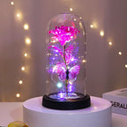 🔥 Kun Valentinsdag - 🌹 Eternal Butterfly Rose Glassdekket skjerm med LED-belysning