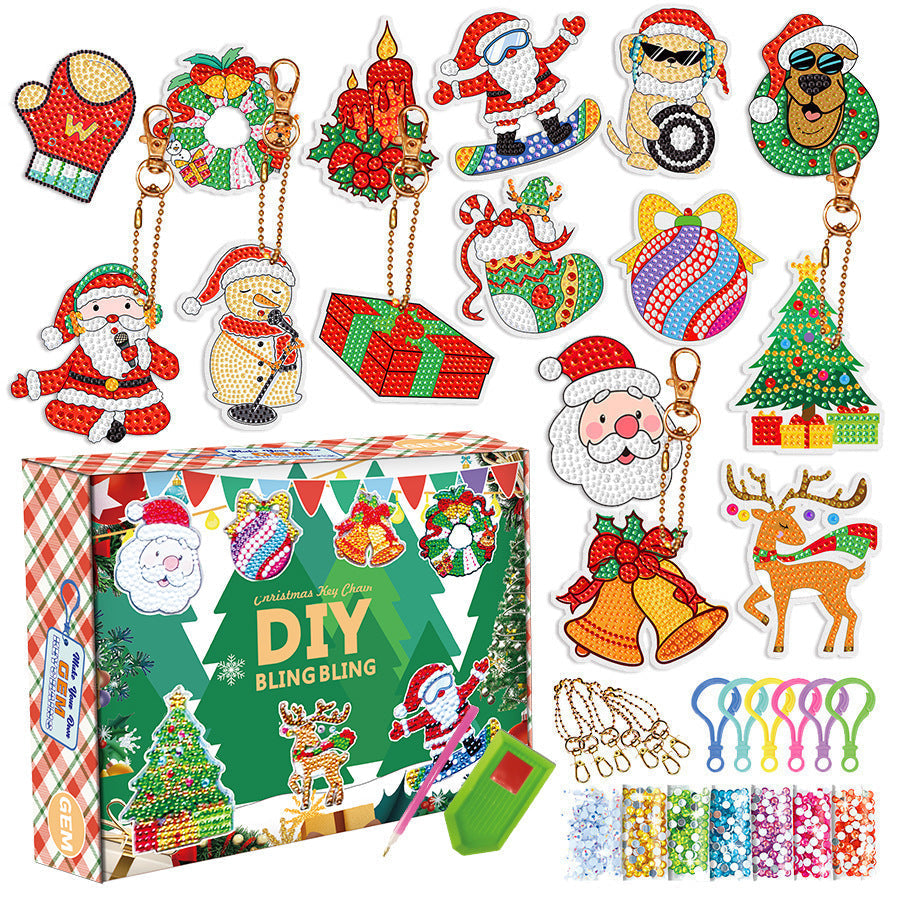 🎄✨Jule DIY diamantmaling nøkkelringsett✨🎄
