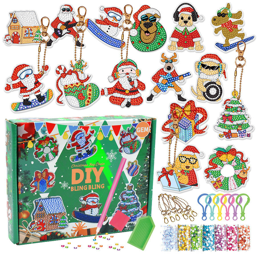 🎄✨Jule DIY diamantmaling nøkkelringsett✨🎄