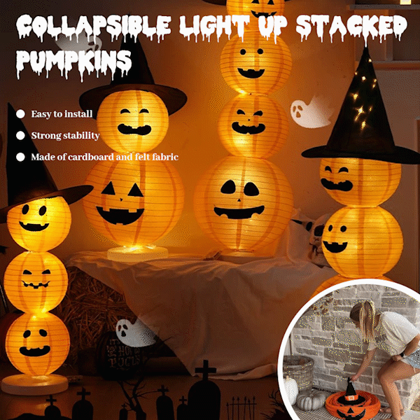 🎃Sammenleggbare, lysende stablede gresskar