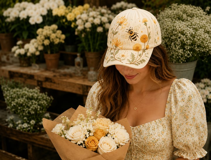 🔥Siste dag – 50 % rabatt 🌸🌿 Garden Morning Cap