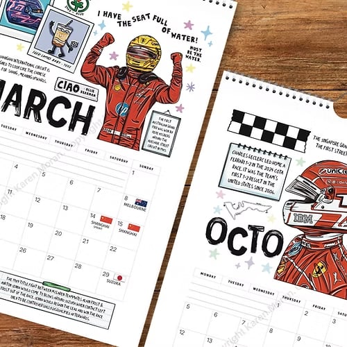 🏎️📅F1-utklippsbok for løpskalender 2026 — Den ultimate veggkalenderen for racingfans