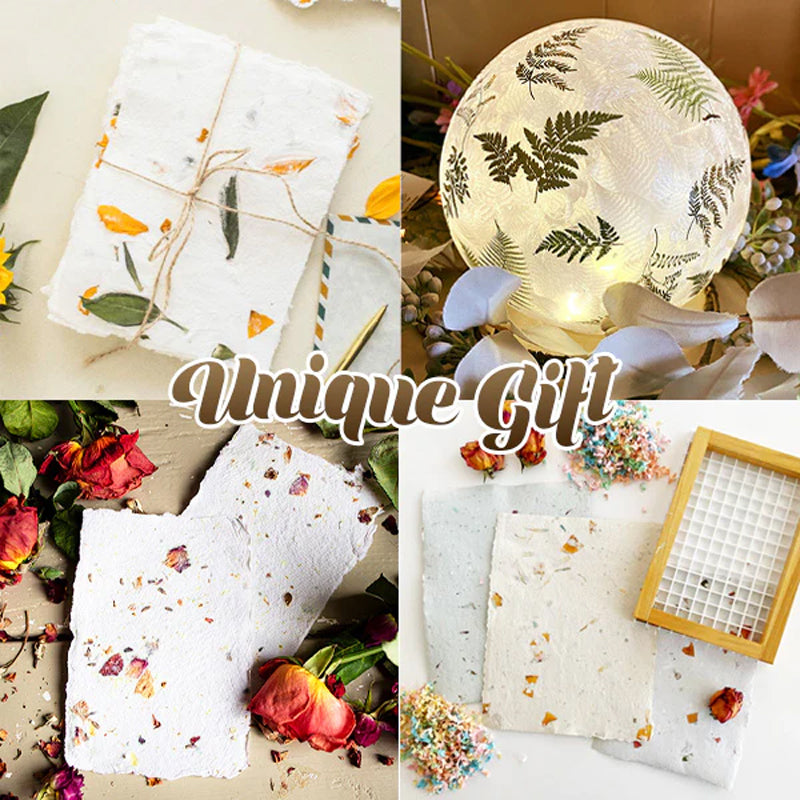 DIY-papirmakersett med pressede blomster