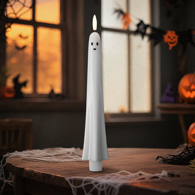 🎃👻Fjernstyrt spøkelseslys med 3D-flimrende veke 👻🎃