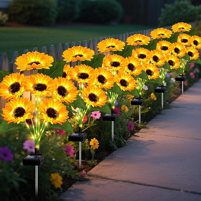 🌻Fabrikk direkte salg 49% avslag - 🌞Solar LED-solsikkehagelys - 29,6 tommer / 74 cm