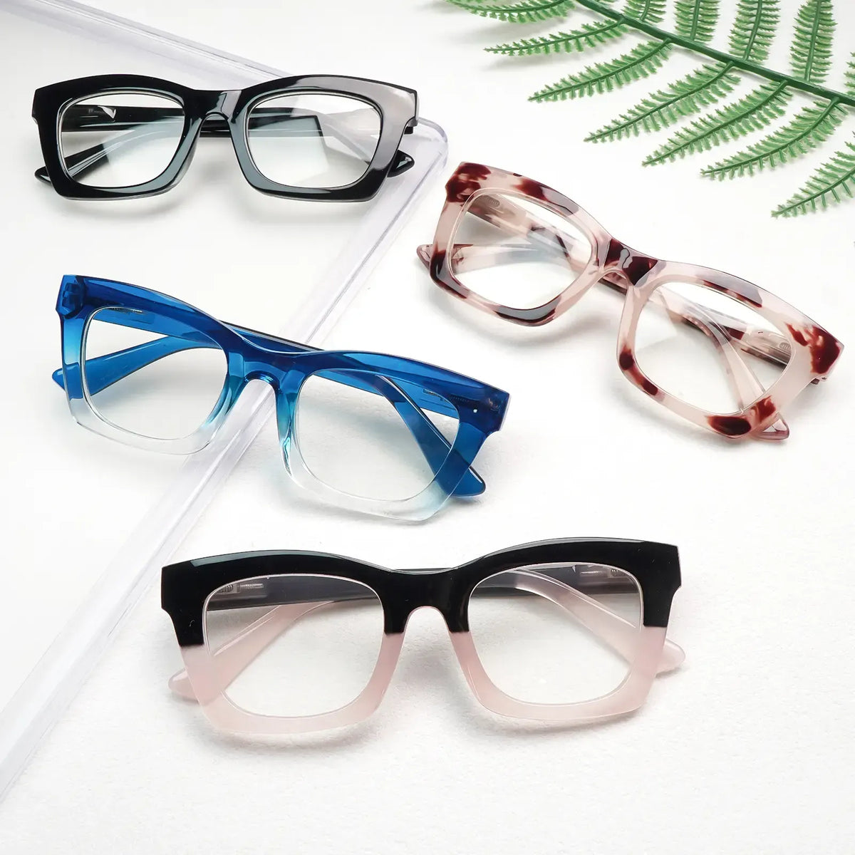 👓 4 par blålysbriller med kraftig ramme – store, trendy briller