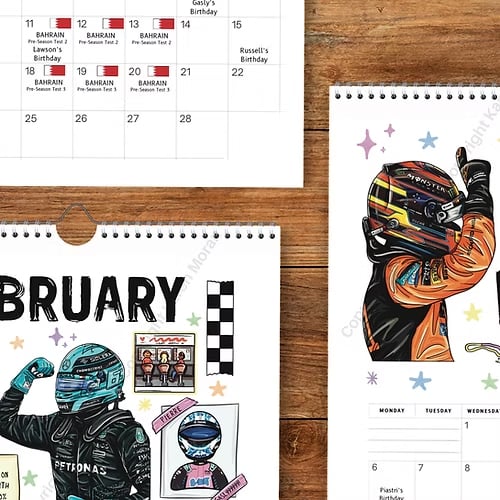 🏎️📅F1-utklippsbok for løpskalender 2026 — Den ultimate veggkalenderen for racingfans