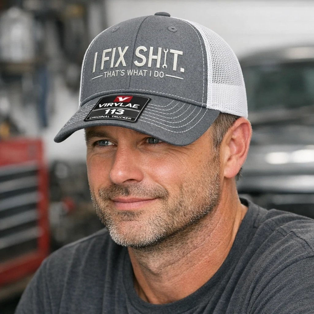🔥SISTE DAG 49 % RABATT-🛠️ «I Fix Shit»-trucker-cap – Morsom mekaniker- og reparatørcap