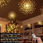 🎄Hengende Starburst Solar Fairy Lights til jul