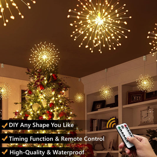 🎄Hengende Starburst Solar Fairy Lights til jul