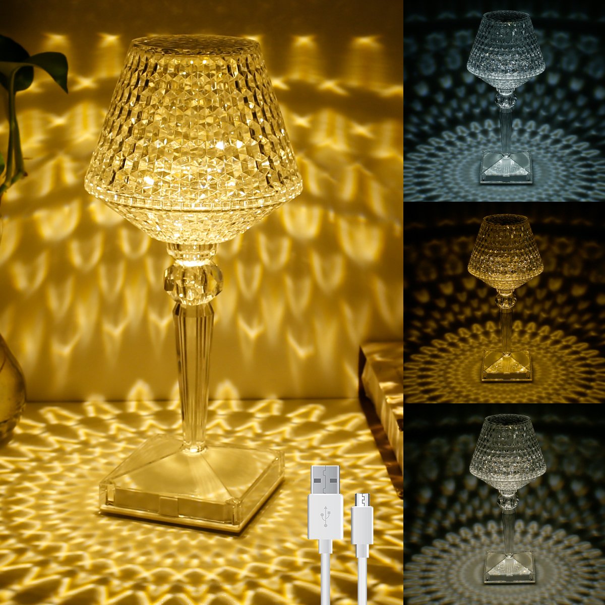 Bordlampe i krystall