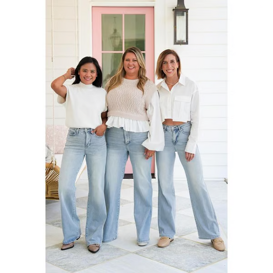 🏆 SISTE DAGS SALG 49 % RABATT💥 Vintage Wash Plus-Size Jeans – Elastiske, rette ben og rumpeløftende passform