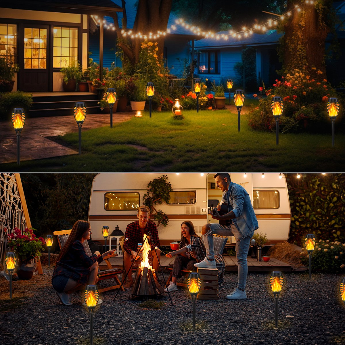 🔥2025 solcellelamper - utendørs dekor med blafrende flammer