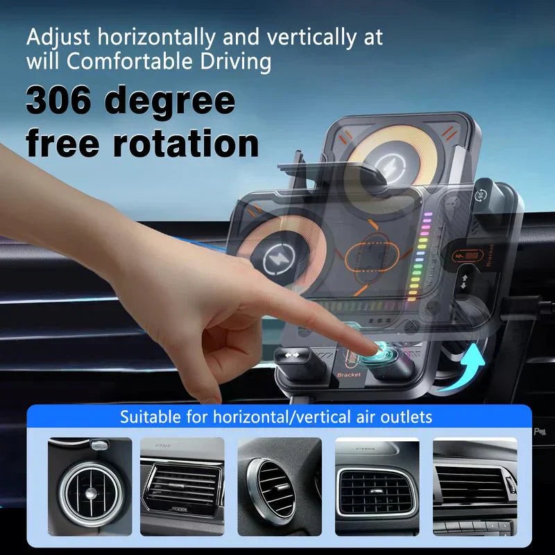 🔥HOT SALE 50% OFF🎁⚡Over 50.000 solgte! 📱Smart 2-i-1 roterende mobiltelefonholder og trådløs lader i bilen⚡