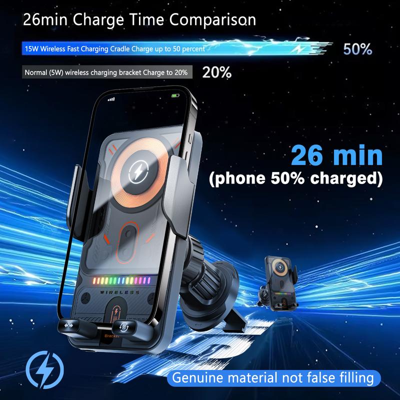 🔥HOT SALE 50% OFF🎁⚡Over 50.000 solgte! 📱Smart 2-i-1 roterende mobiltelefonholder og trådløs lader i bilen⚡