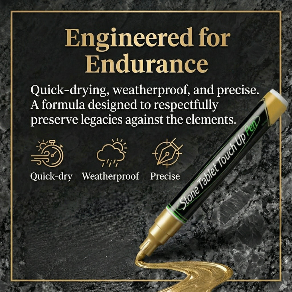 Gullfarget gravsteinspenne til restaurering av falmede gravinskripsjoner