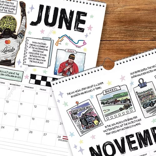 🏎️📅F1-utklippsbok for løpskalender 2026 — Den ultimate veggkalenderen for racingfans