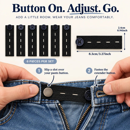 👖 Knapper til forlengelse av elastisk linning – Justerbar komfort, sett med 6 stk.