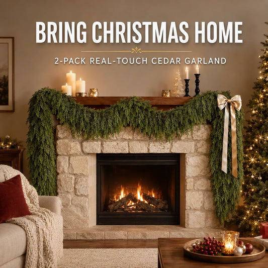 🎄  Real-Touch-krans av sedertre – frodig julegrønt