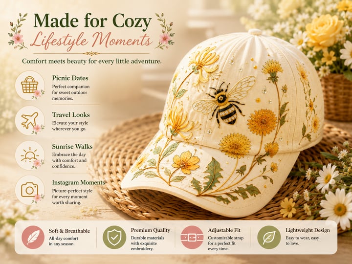 🔥Siste dag – 50 % rabatt 🌸🌿 Garden Morning Cap