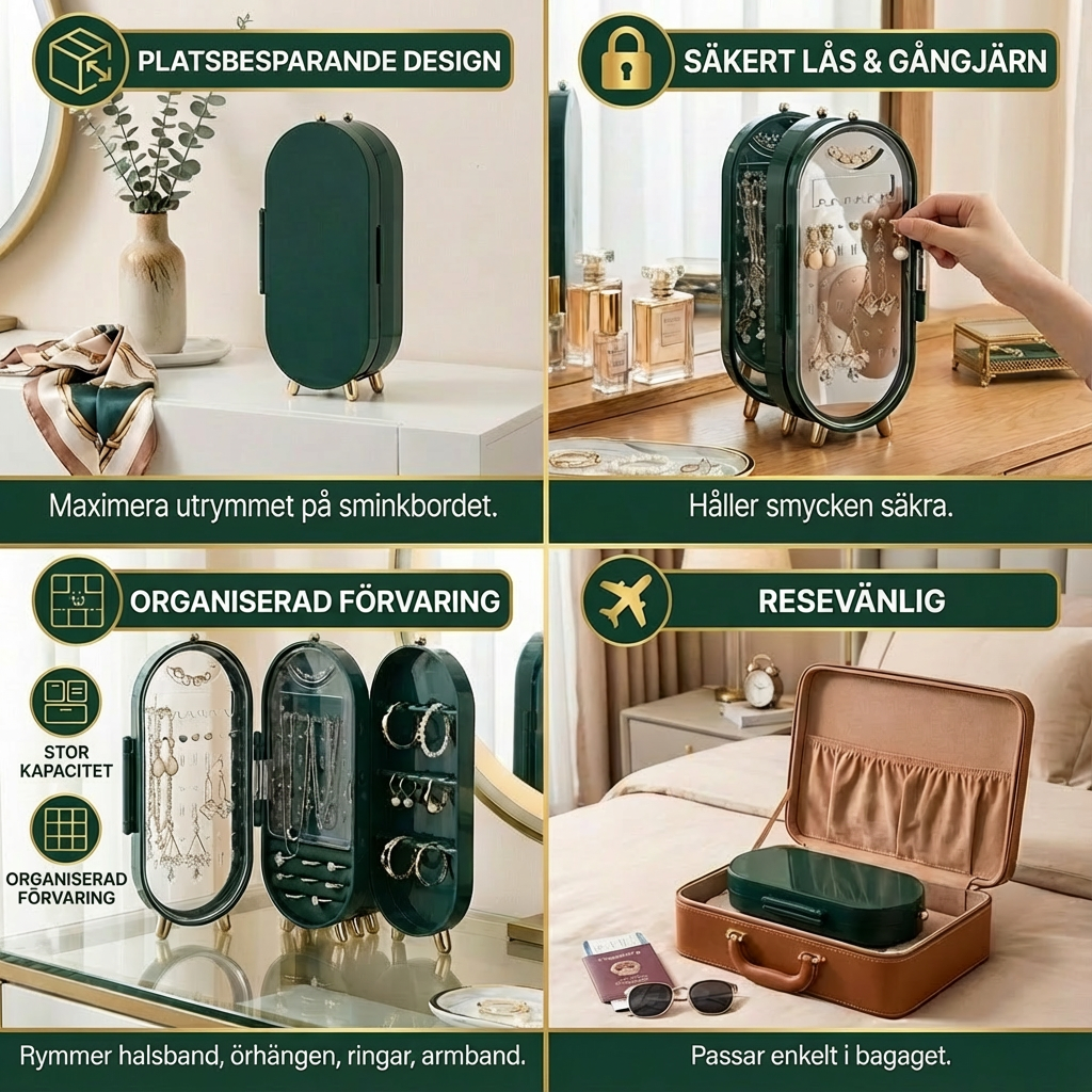 Elegant smykkeskrin med speil