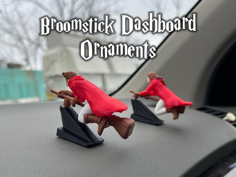 🚗Fantasy-bildekorasjon – 🧙‍♀️Hekse- og trollmann-kosteskaft-instrumentpanel-drift-ornamenter✨