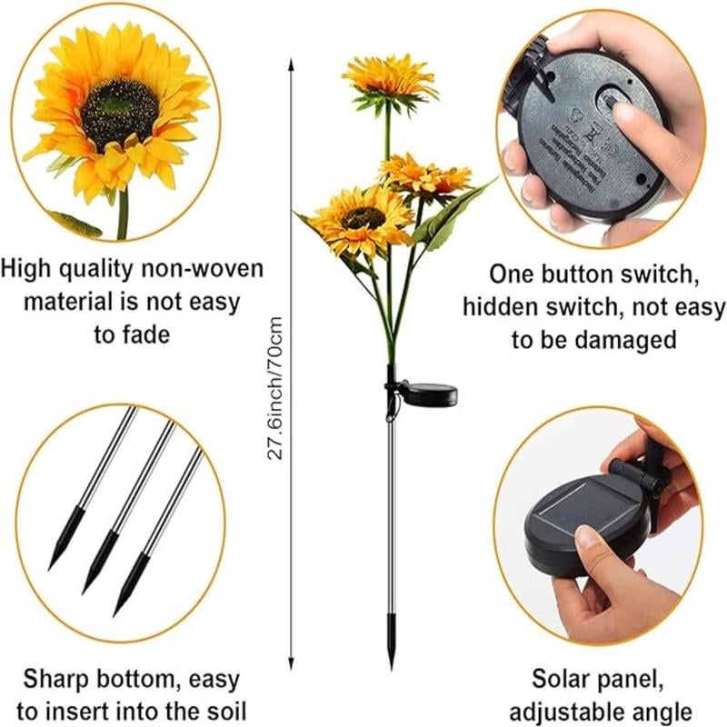 🌻Fabrikk direkte salg 49% avslag - 🌞Solar LED-solsikkehagelys - 29,6 tommer / 74 cm