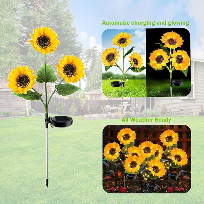 🌻Fabrikk direkte salg 49% avslag - 🌞Solar LED-solsikkehagelys - 29,6 tommer / 74 cm