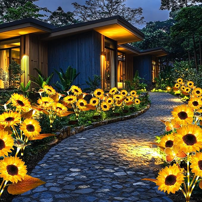 🌻Fabrikk direkte salg 49% avslag - 🌞Solar LED-solsikkehagelys - 29,6 tommer / 74 cm
