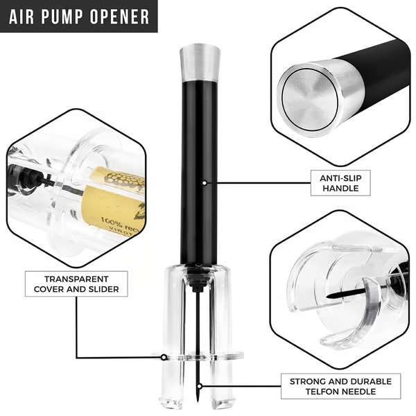 🔥Hotselgende produkt 💥🍾Luftpumpe Korketrekker Vinflaskeåpner Sett