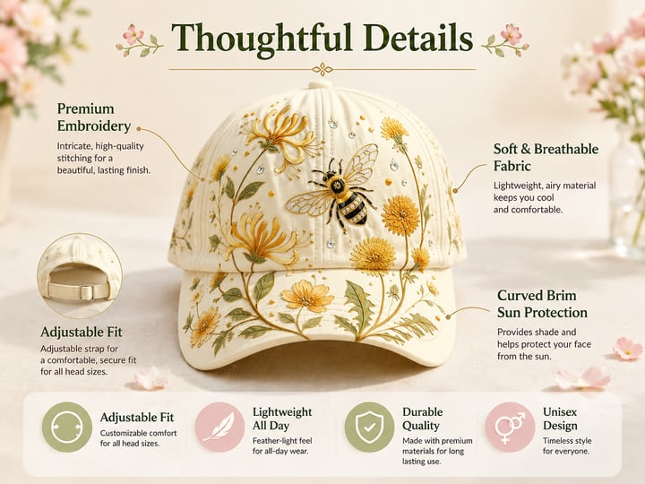 🔥Siste dag – 50 % rabatt 🌸🌿 Garden Morning Cap