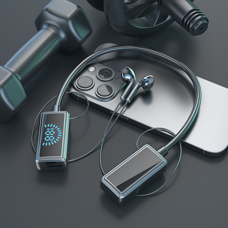 Vanntette, trådløse Bluetooth-hodetelefoner med nakkebøyle og skjerm