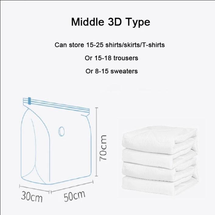 Vakuumfri tre-sekunders kompresjon 3D oppbevaringspose