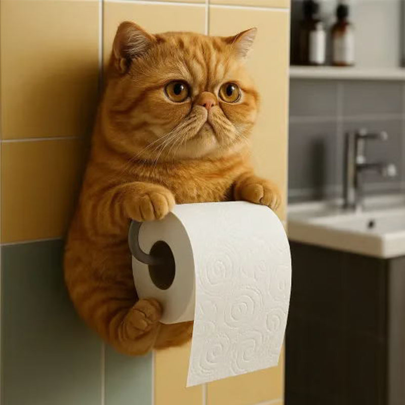 🧻Veggmontert toalettrullholder for katter🐾