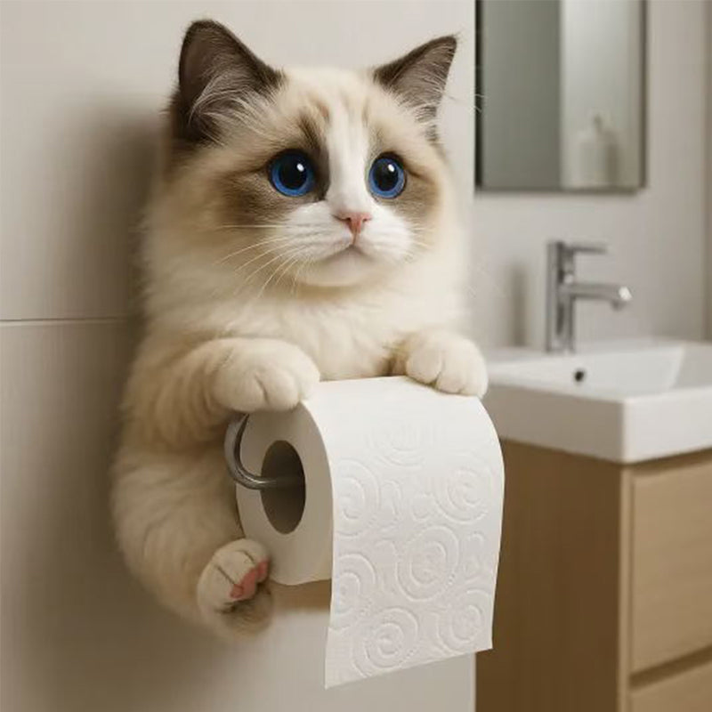 🧻Veggmontert toalettrullholder for katter🐾