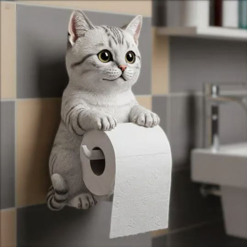🧻Veggmontert toalettrullholder for katter🐾