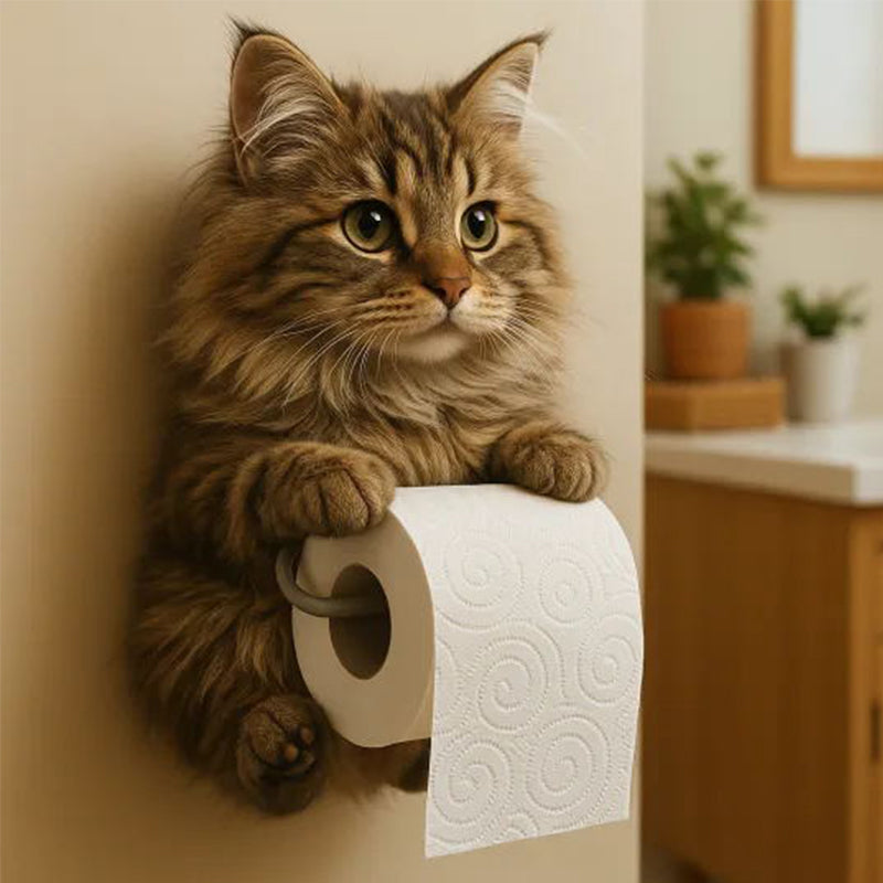 🧻Veggmontert toalettrullholder for katter🐾