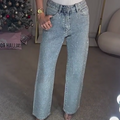 (Gratis frakt)✨Jeans med rette ben og strass