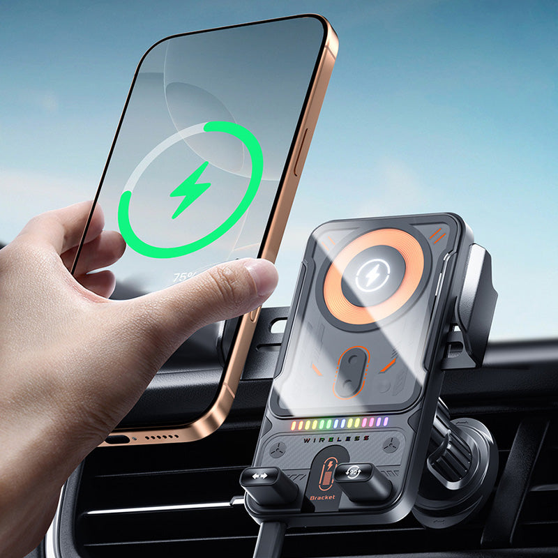 🔥HOT SALE 50% OFF🎁⚡Over 50.000 solgte! 📱Smart 2-i-1 roterende mobiltelefonholder og trådløs lader i bilen⚡